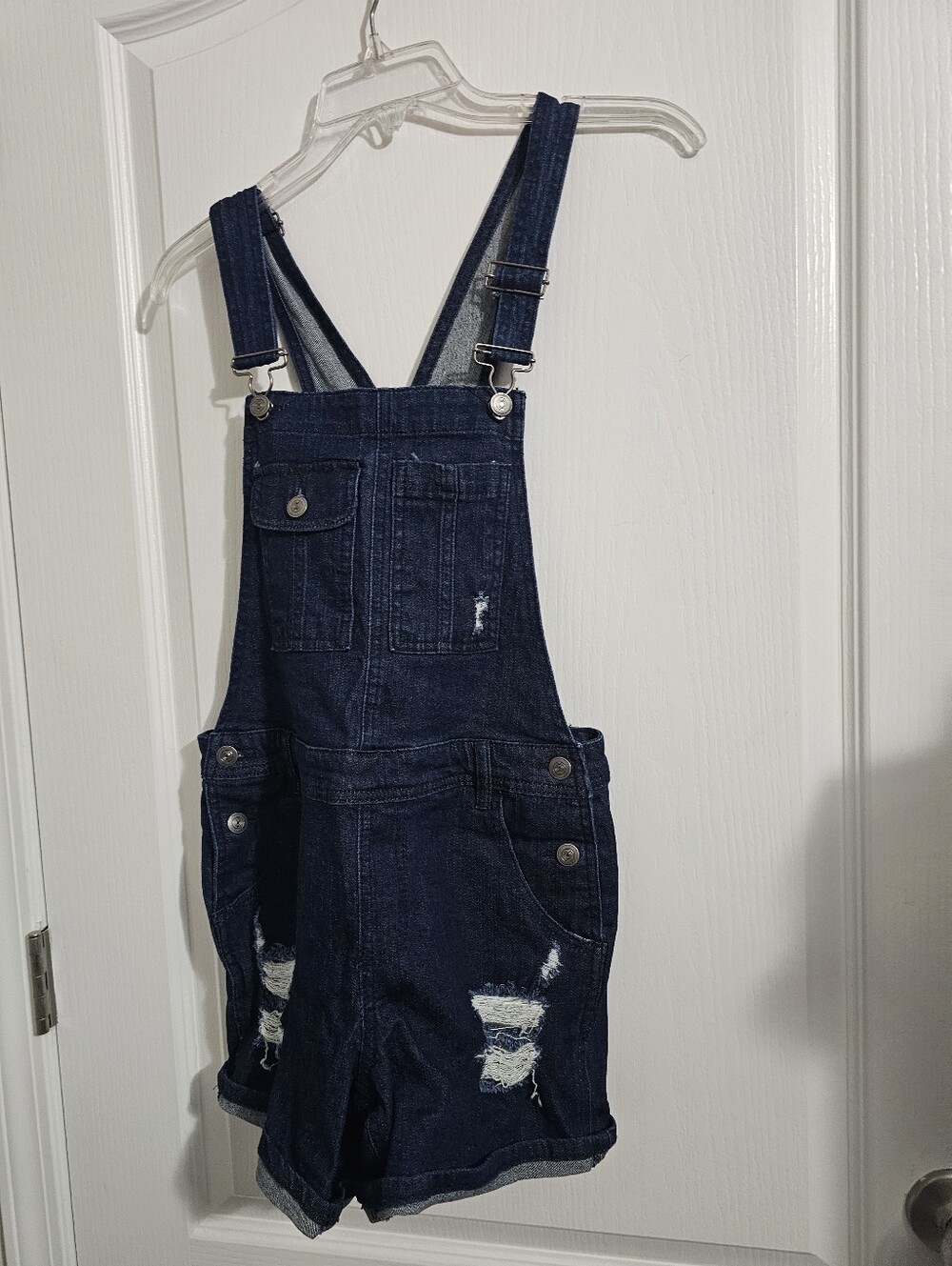 NO BOUNDARIES - SIZE: M (7-9) - Dark Wash Denim Shortall Overall Shorts - NEW!